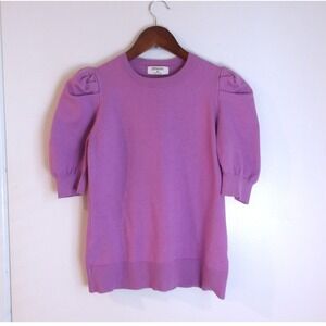 Zenana Puff Sleeve Knit Top Casual Pullover Short‎ Sleeve Purple Size M/ #5229
